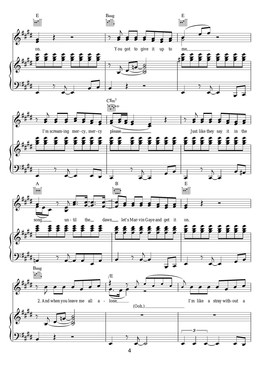 Marvin Gaye (featuring Meghan Trainor) Piano, Vocal, Guitar scores gallery preview page 4