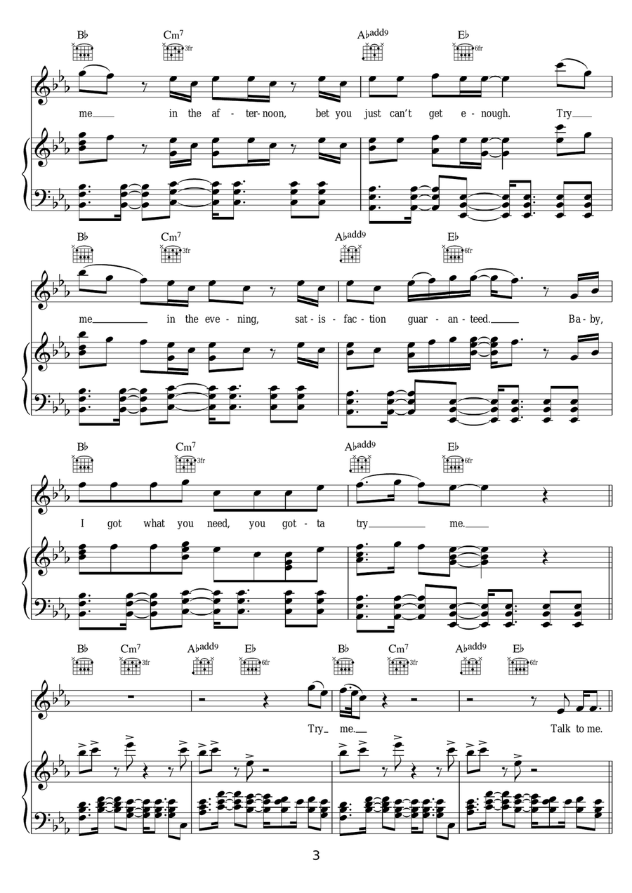 Try Me (featuring Jenifer Lopez) Piano, Vocal, Guitar scores gallery preview page 3
