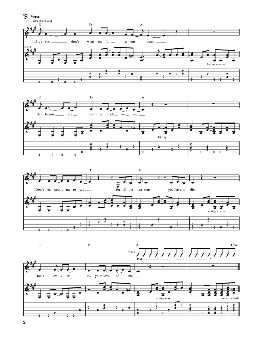 Jesus Doesn't Want Me For A Sunbeam Acoustic Guitar scores gallery preview page 2