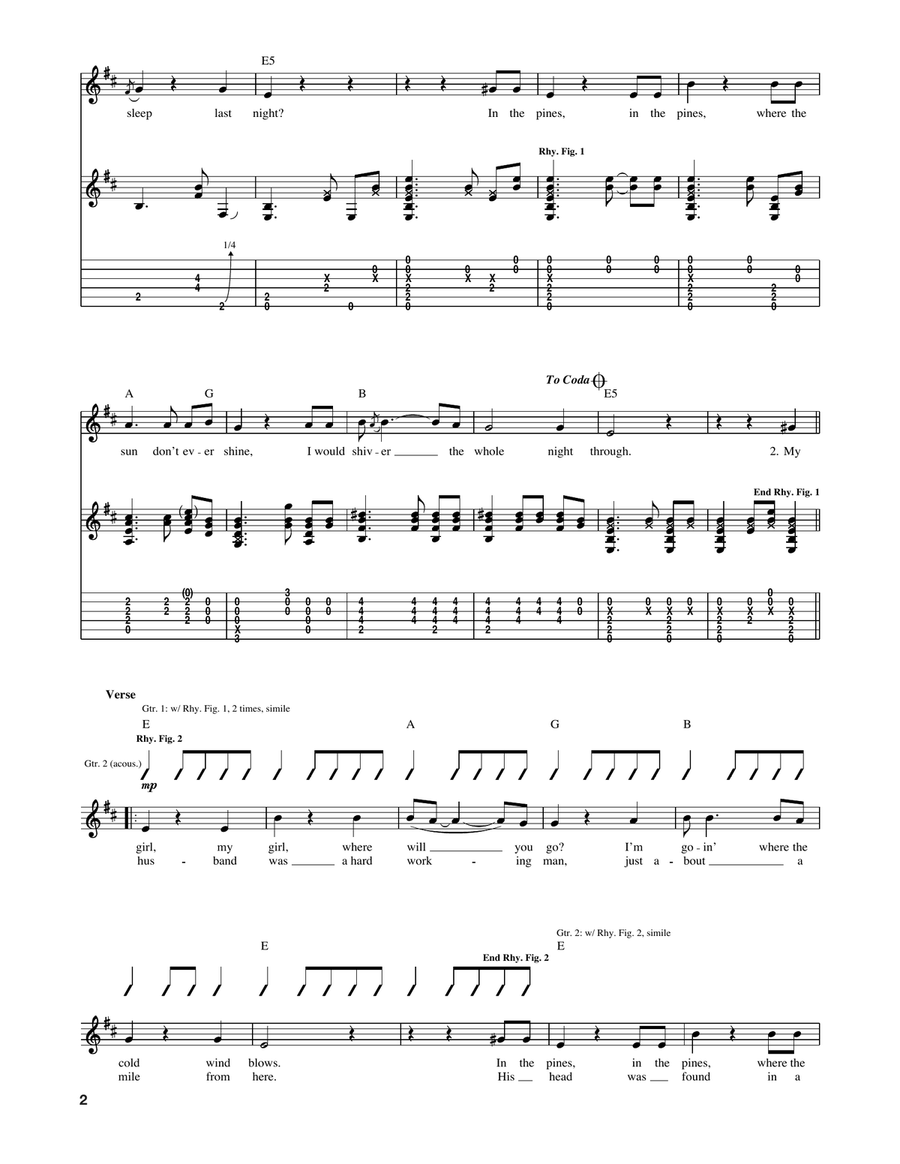 Where Did You Sleep Last Night Acoustic Guitar scores gallery preview page 2