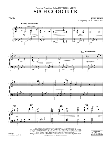 Such Good Luck (from Downton Abbey) - Piano