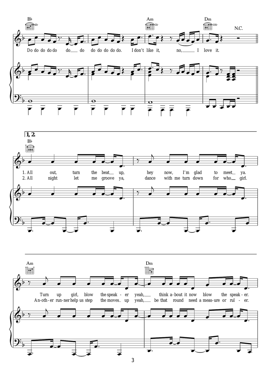 I Don't Like It, I Love It Piano, Vocal, Guitar scores gallery preview page 3
