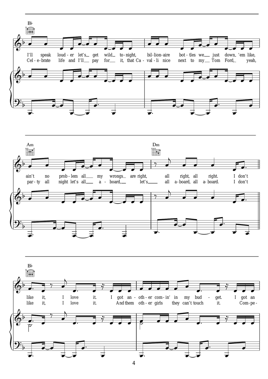 I Don't Like It, I Love It Piano, Vocal, Guitar scores gallery preview page 4
