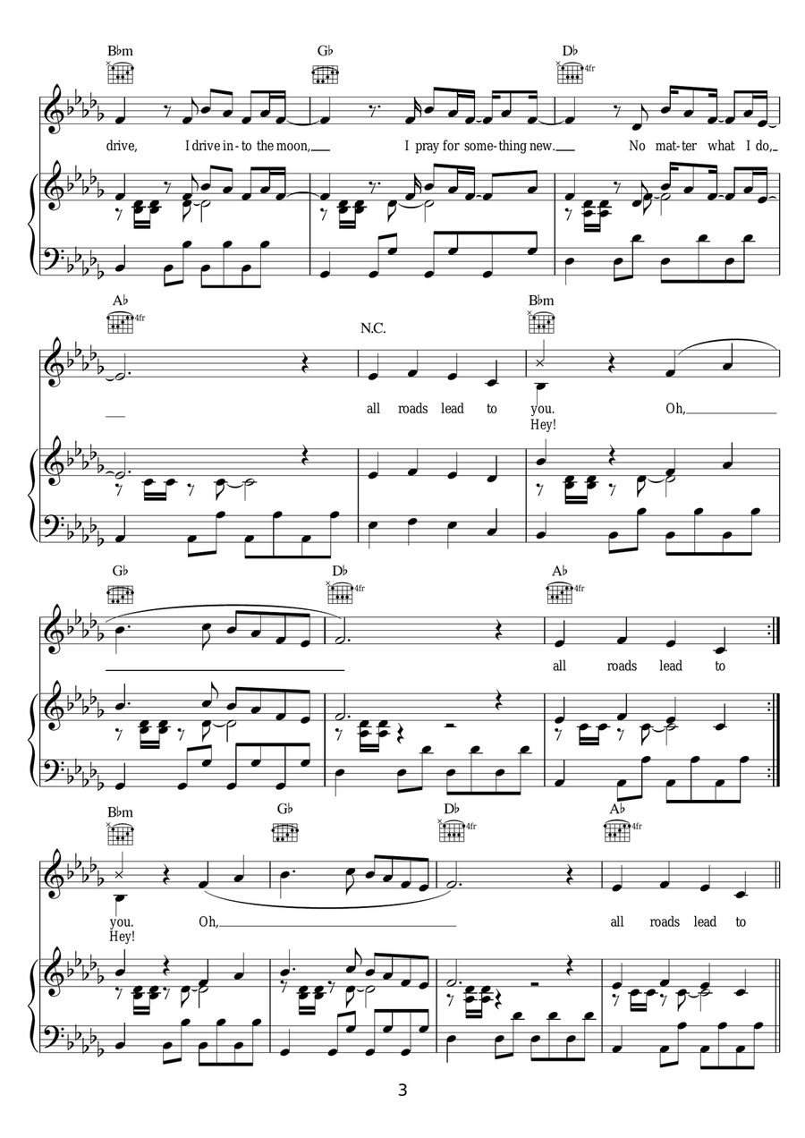 Roads Roads Piano, Vocal, Guitar scores gallery preview page 3