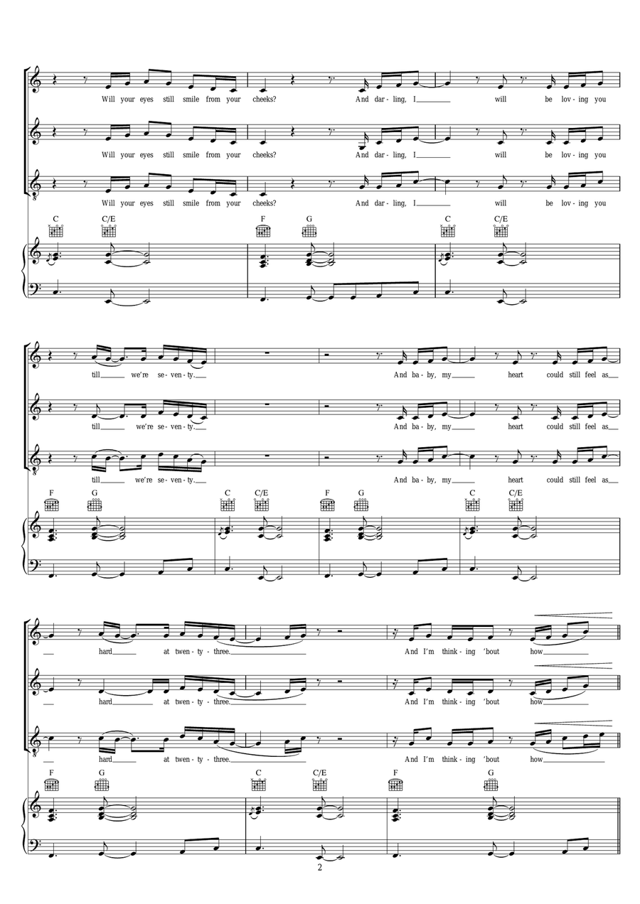 Thinking Out Loud (arr. Mark De-Lisser) Piano, Vocal, Guitar scores gallery preview page 2