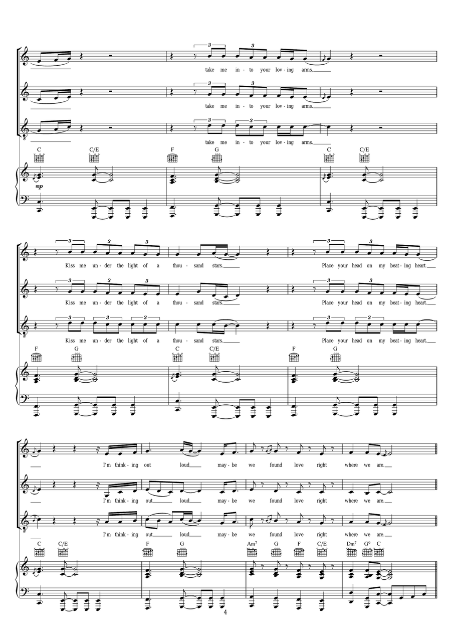 Thinking Out Loud (arr. Mark De-Lisser) Piano, Vocal, Guitar scores gallery preview page 4