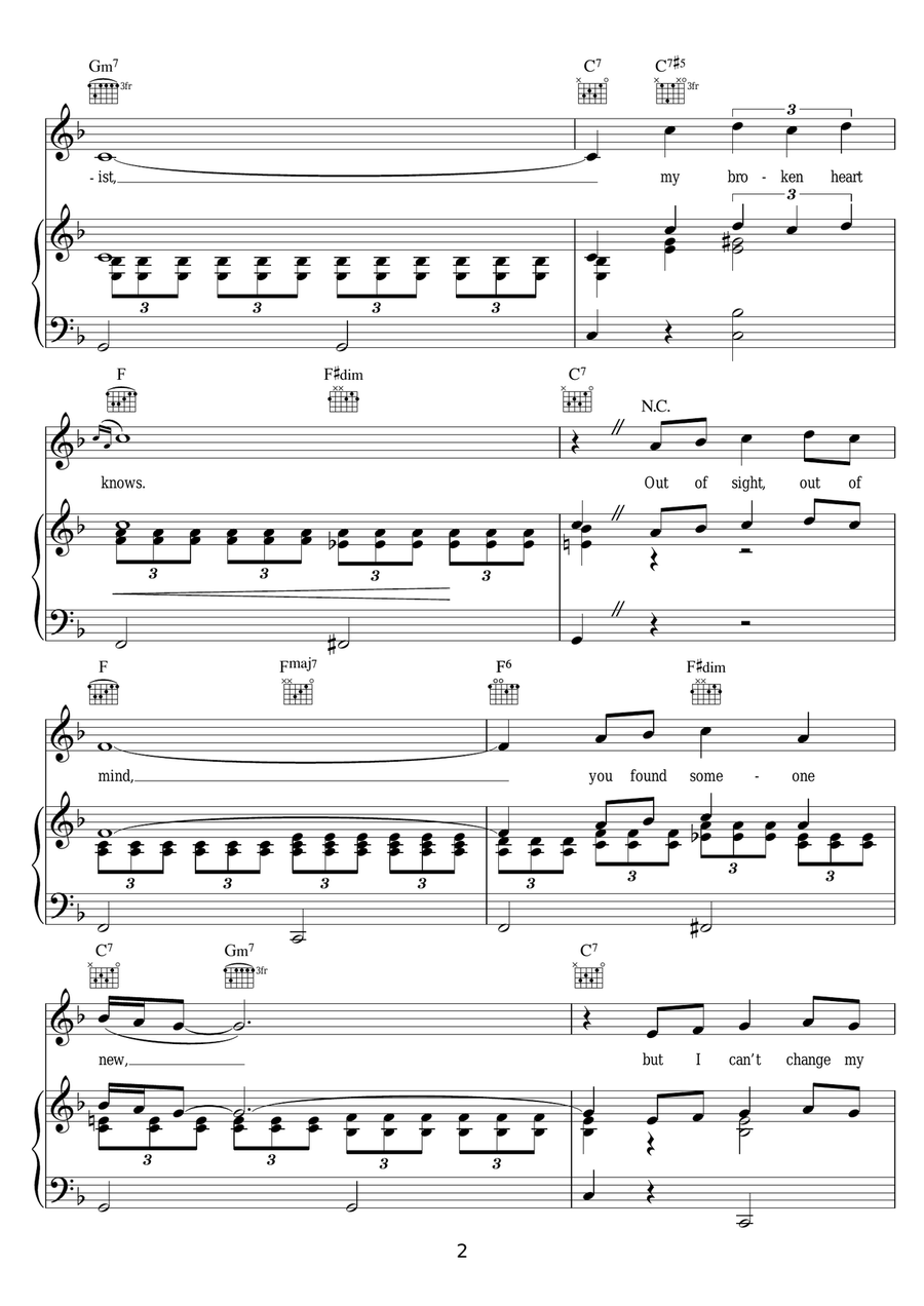 Out Of Sight, Out Of Mind Piano, Vocal, Guitar scores gallery preview page 2