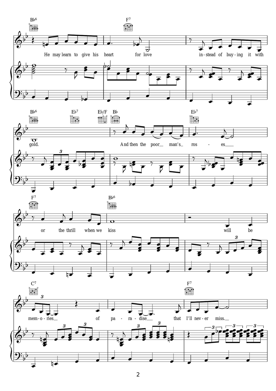 A Poor Man's Roses Piano, Vocal, Guitar scores gallery preview page 2