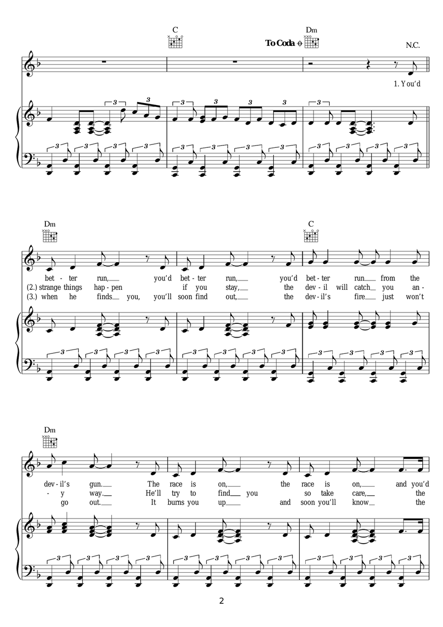 Race With The Devil Race With The Devil Piano, Vocal, Guitar scores gallery preview page 2