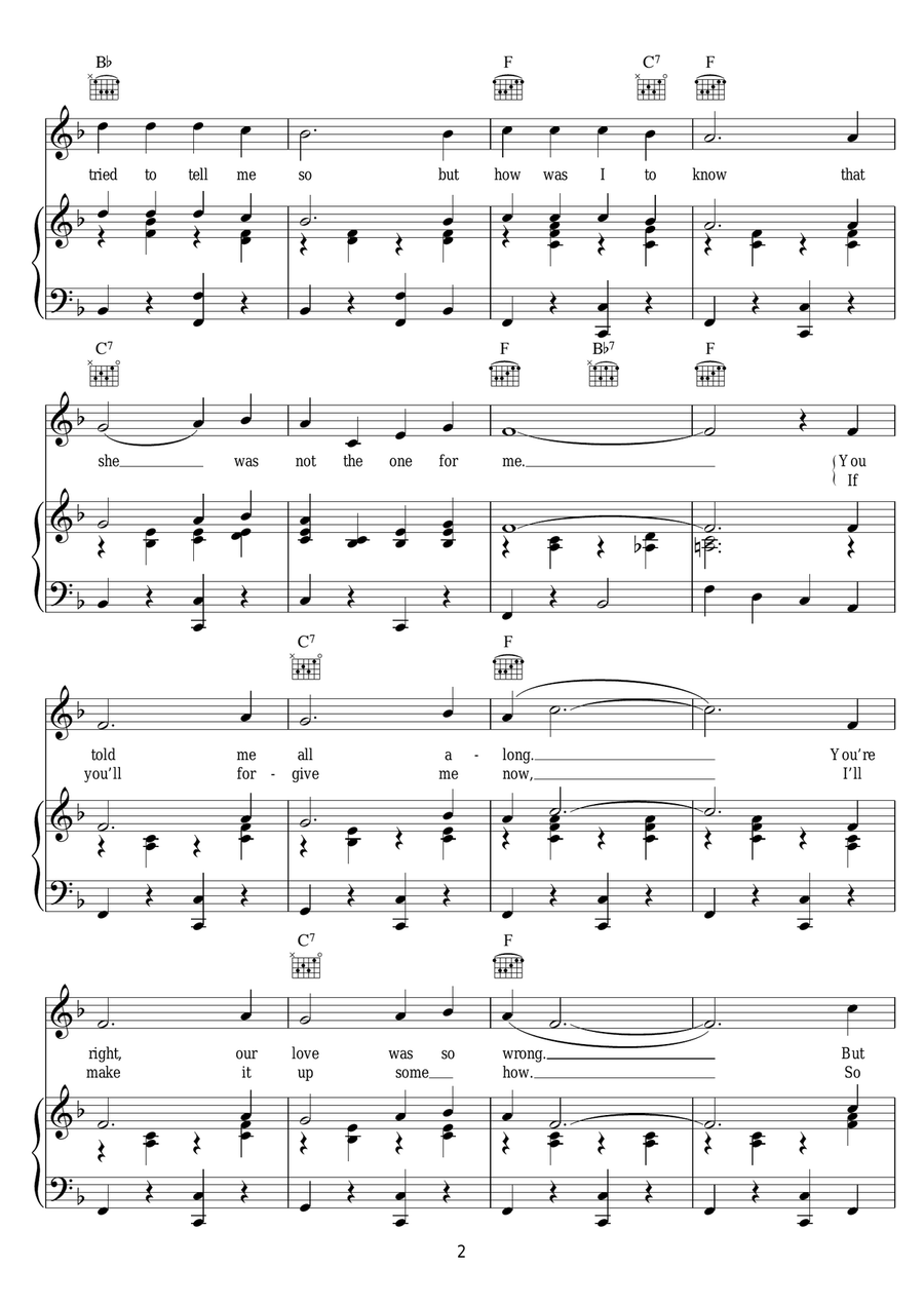 I'm Left, You're Right, She's Gone Piano, Vocal, Guitar scores gallery preview page 2