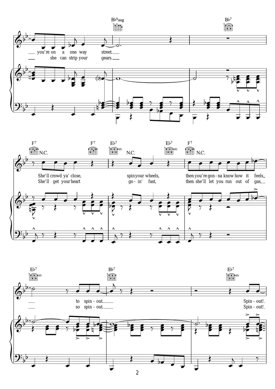 Spinout Spinout Piano, Vocal, Guitar scores gallery preview page 2