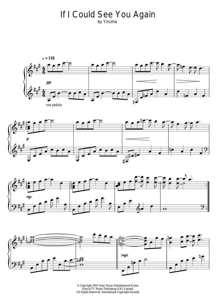 If I Could See You Again If I Could See You Again Piano Solo scores gallery preview page 1