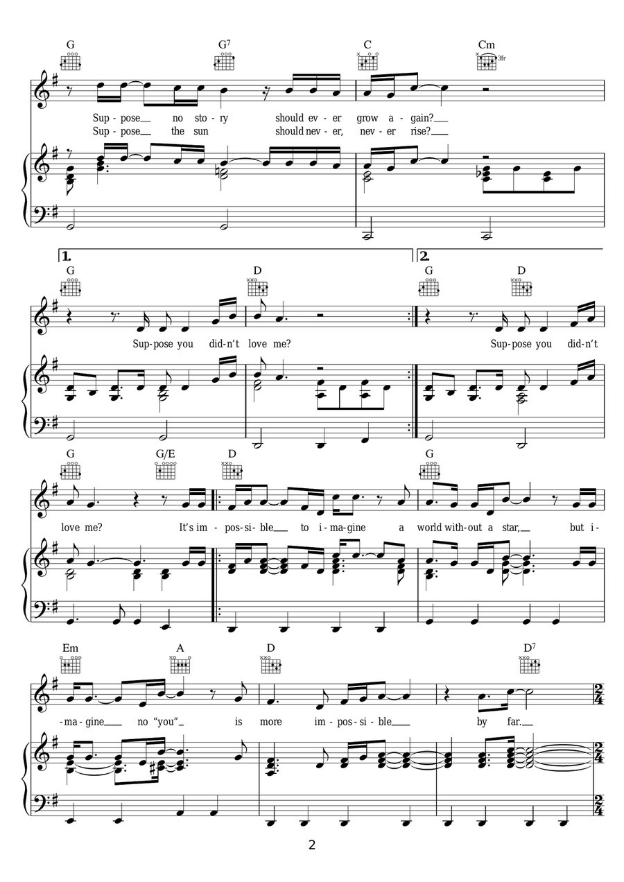 Suppose Suppose Piano, Vocal, Guitar scores gallery preview page 2