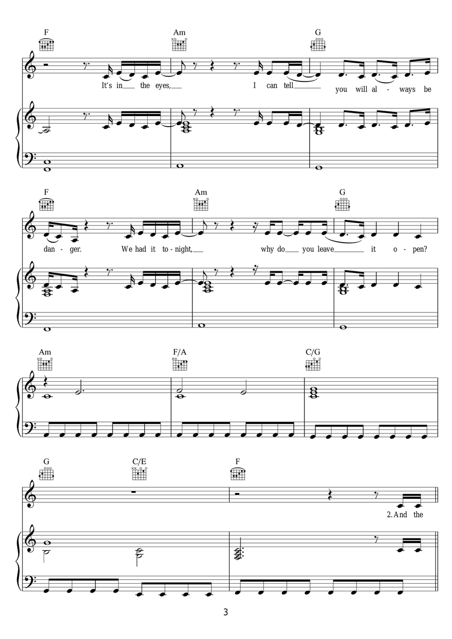 Snake Eyes Snake Eyes Piano, Vocal, Guitar scores gallery preview page 3