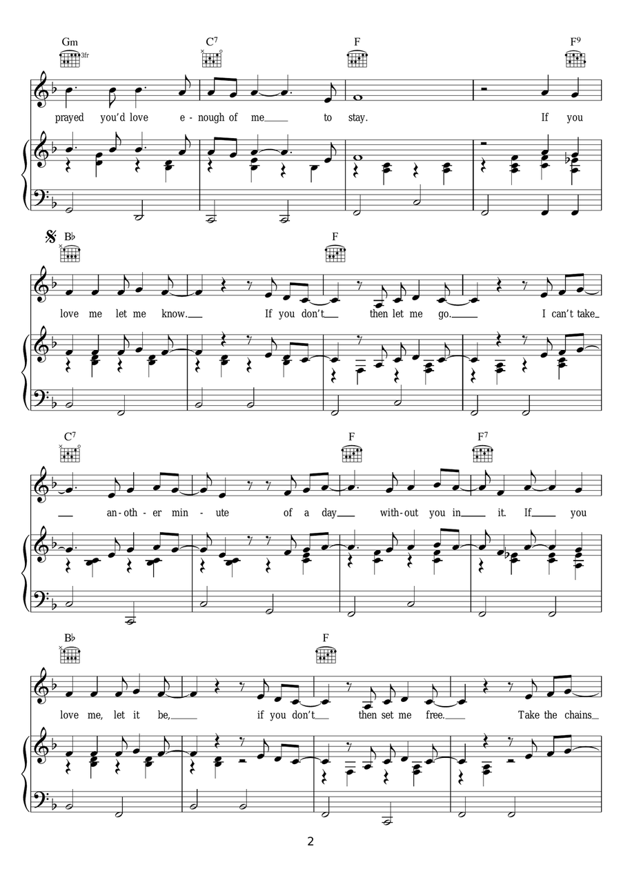 If You Love Me (Let Me Know) Piano, Vocal, Guitar scores gallery preview page 2