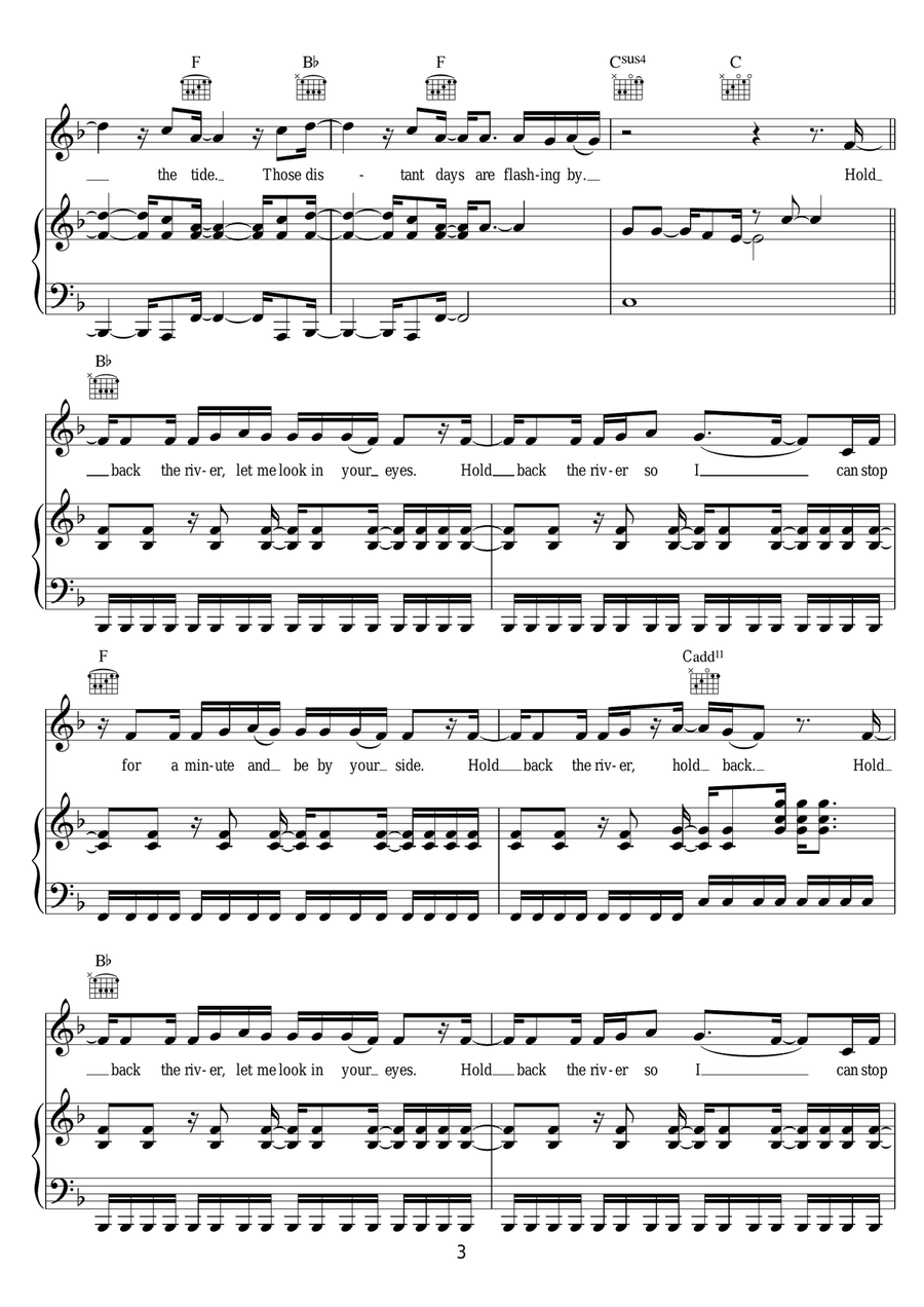 Hold Back The River Hold Back The River Piano, Vocal, Guitar scores gallery preview page 3