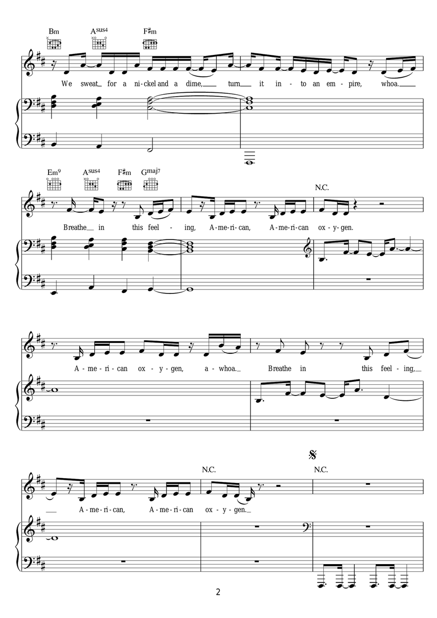 American Oxygen American Oxygen Piano, Vocal, Guitar scores gallery preview page 2