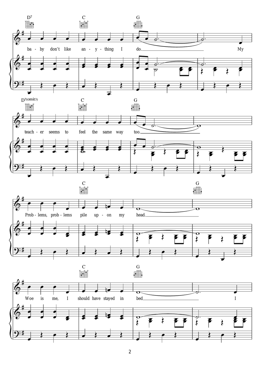 Problems Problems Piano, Vocal, Guitar scores gallery preview page 2