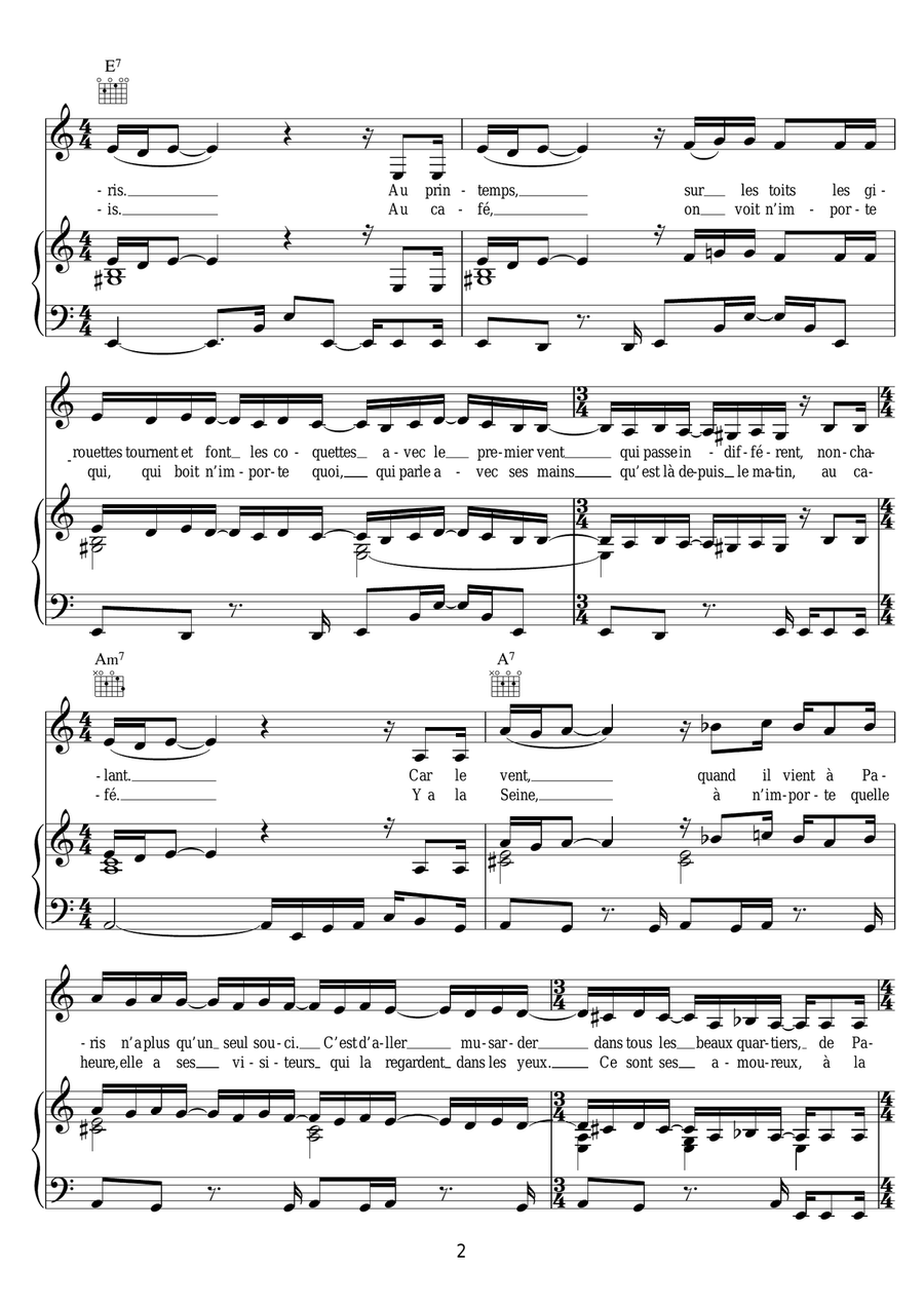 A Paris A Paris Piano, Vocal, Guitar scores gallery preview page 2