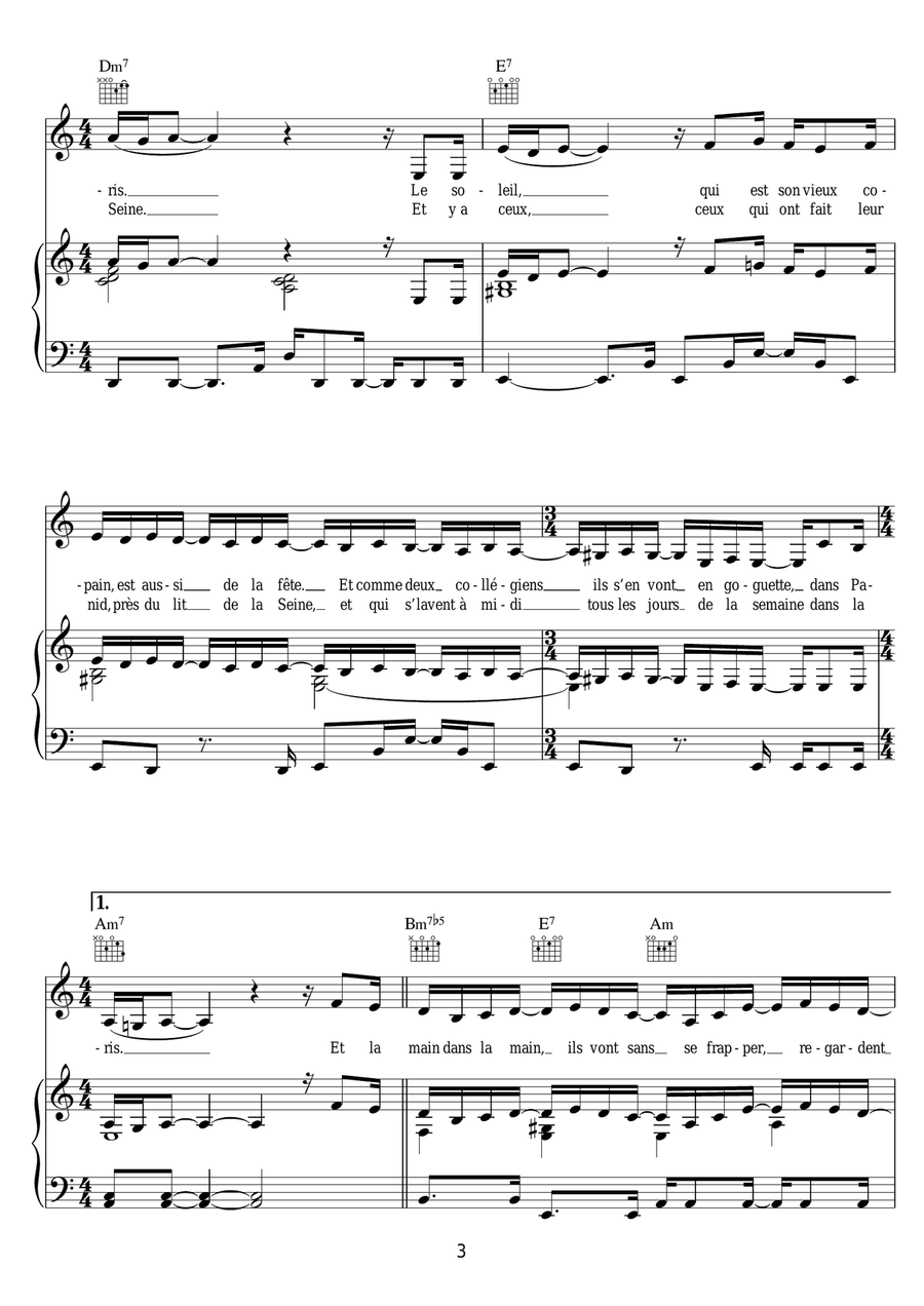 A Paris A Paris Piano, Vocal, Guitar scores gallery preview page 3