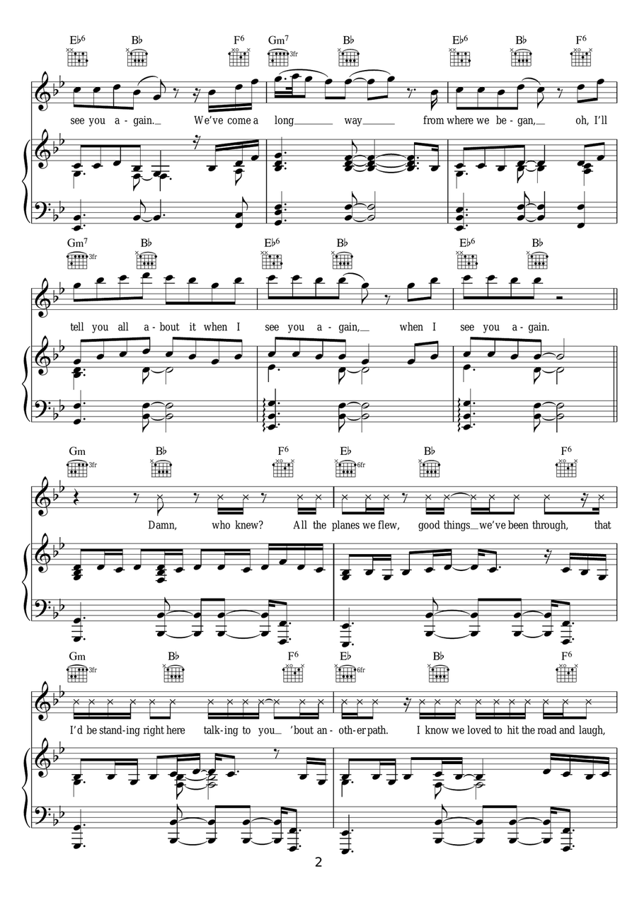 See You Again (featuring Charlie Puth) Piano, Vocal, Guitar scores gallery preview page 2