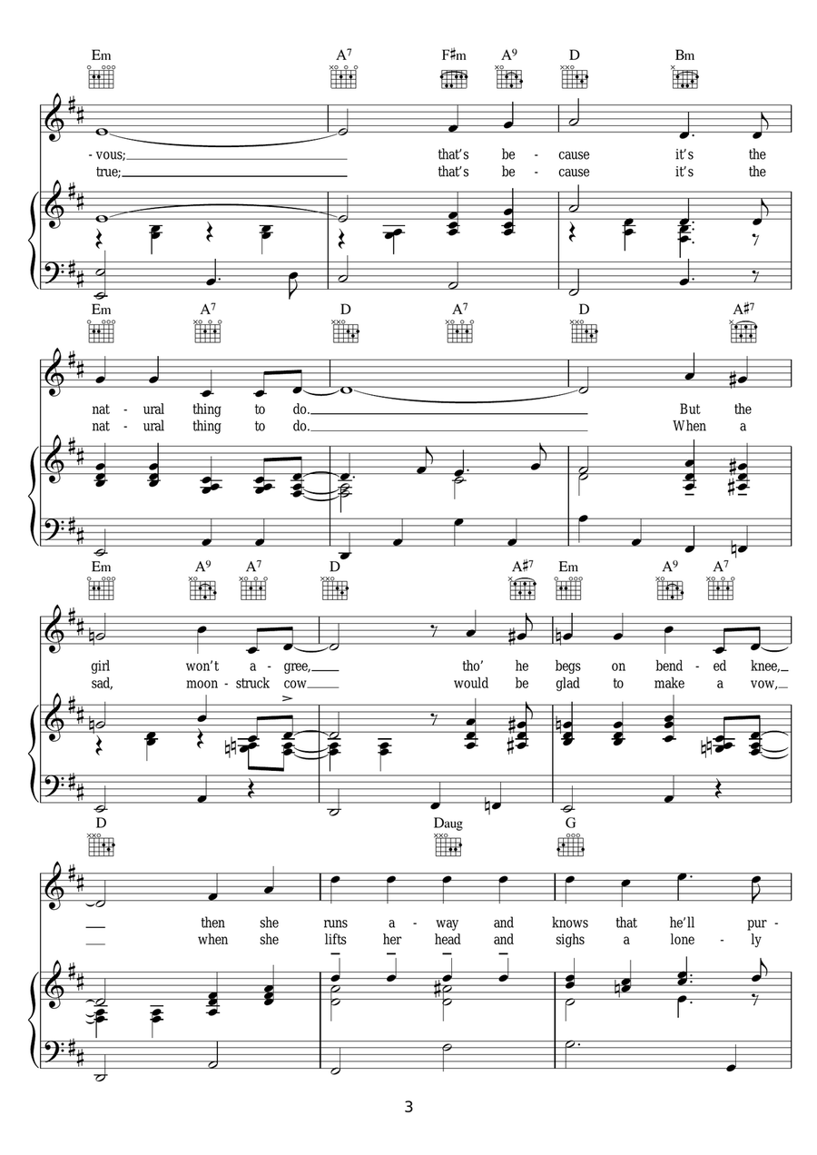 It's The Natural Thing To Do Piano, Vocal, Guitar scores gallery preview page 3