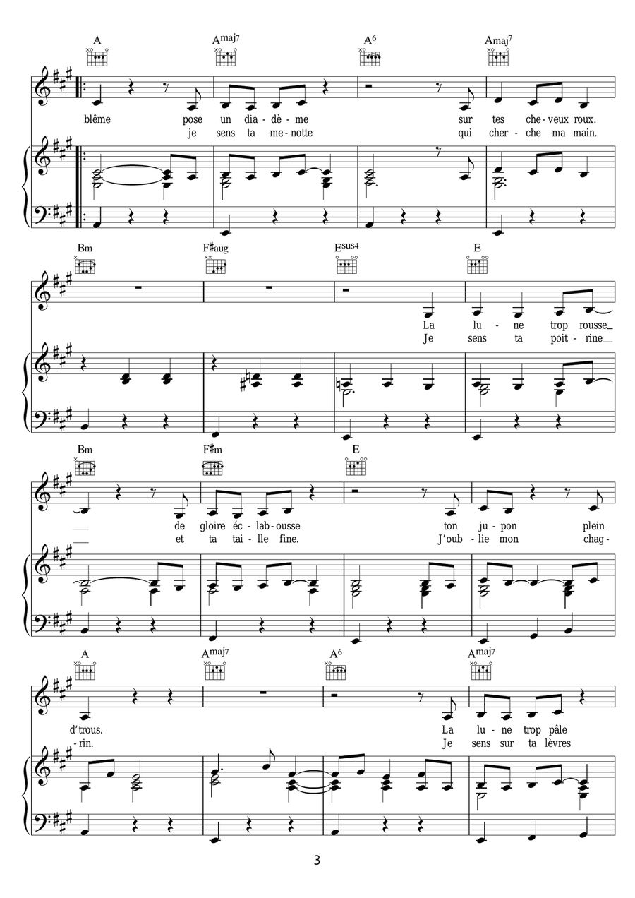 La Complainte De La Butte Piano, Vocal, Guitar scores gallery preview page 3