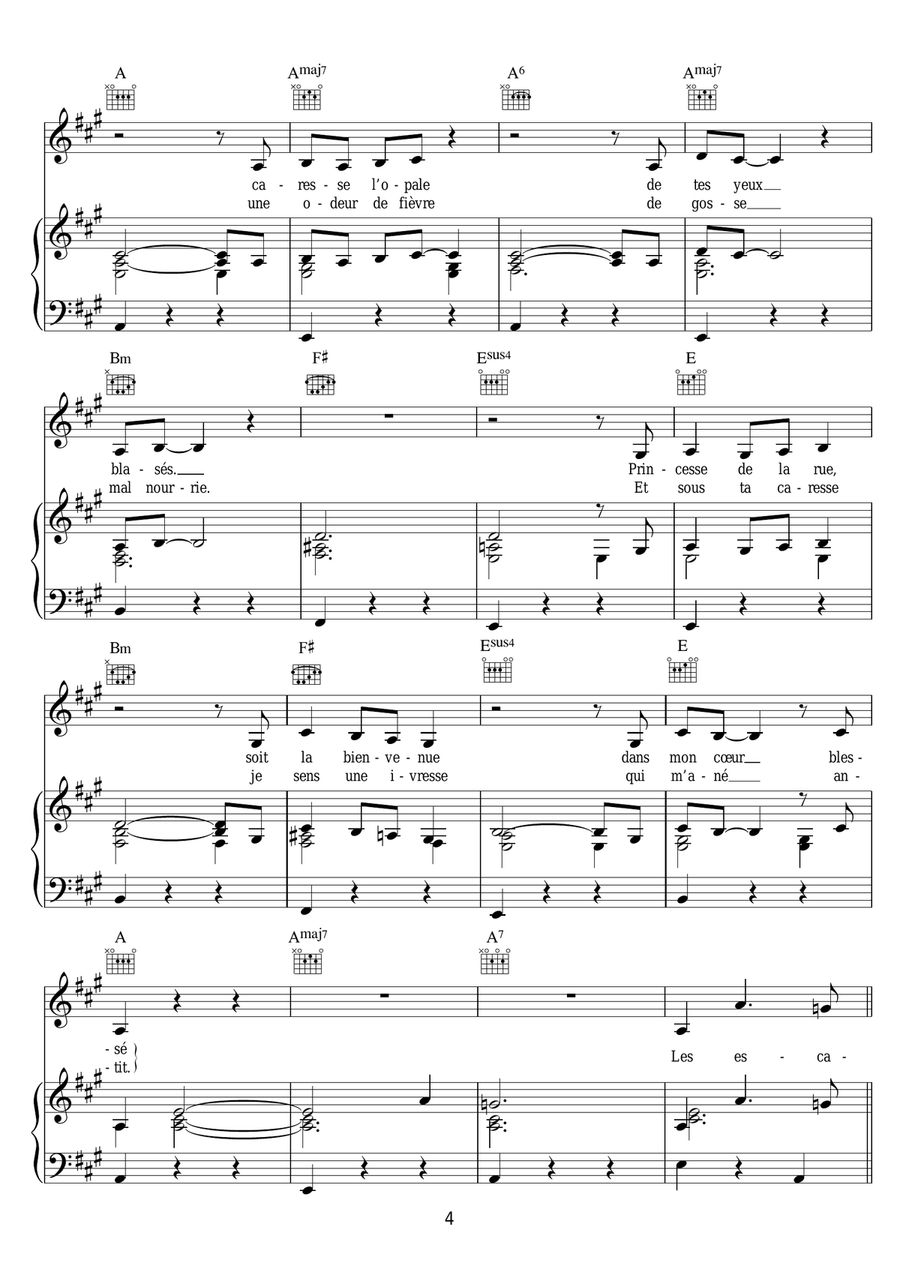 La Complainte De La Butte Piano, Vocal, Guitar scores gallery preview page 4