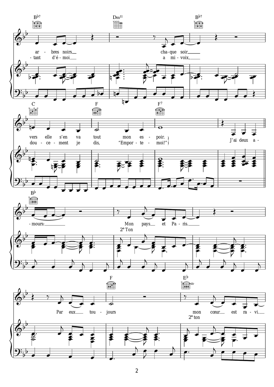 J'ai Deux Amours J'ai Deux Amours Piano, Vocal, Guitar scores gallery preview page 2