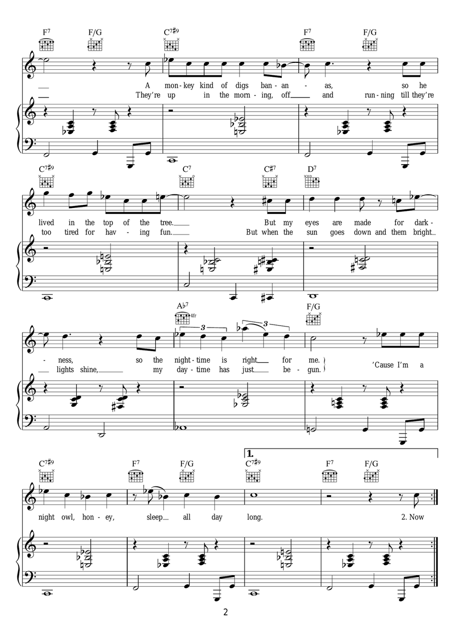 Night Owl Night Owl Piano, Vocal, Guitar scores gallery preview page 2