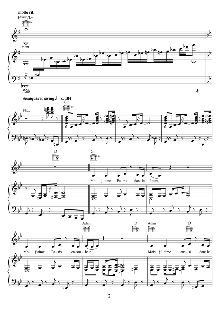 I Love Paris - J'aime Paris Piano, Vocal, Guitar scores gallery preview page 2