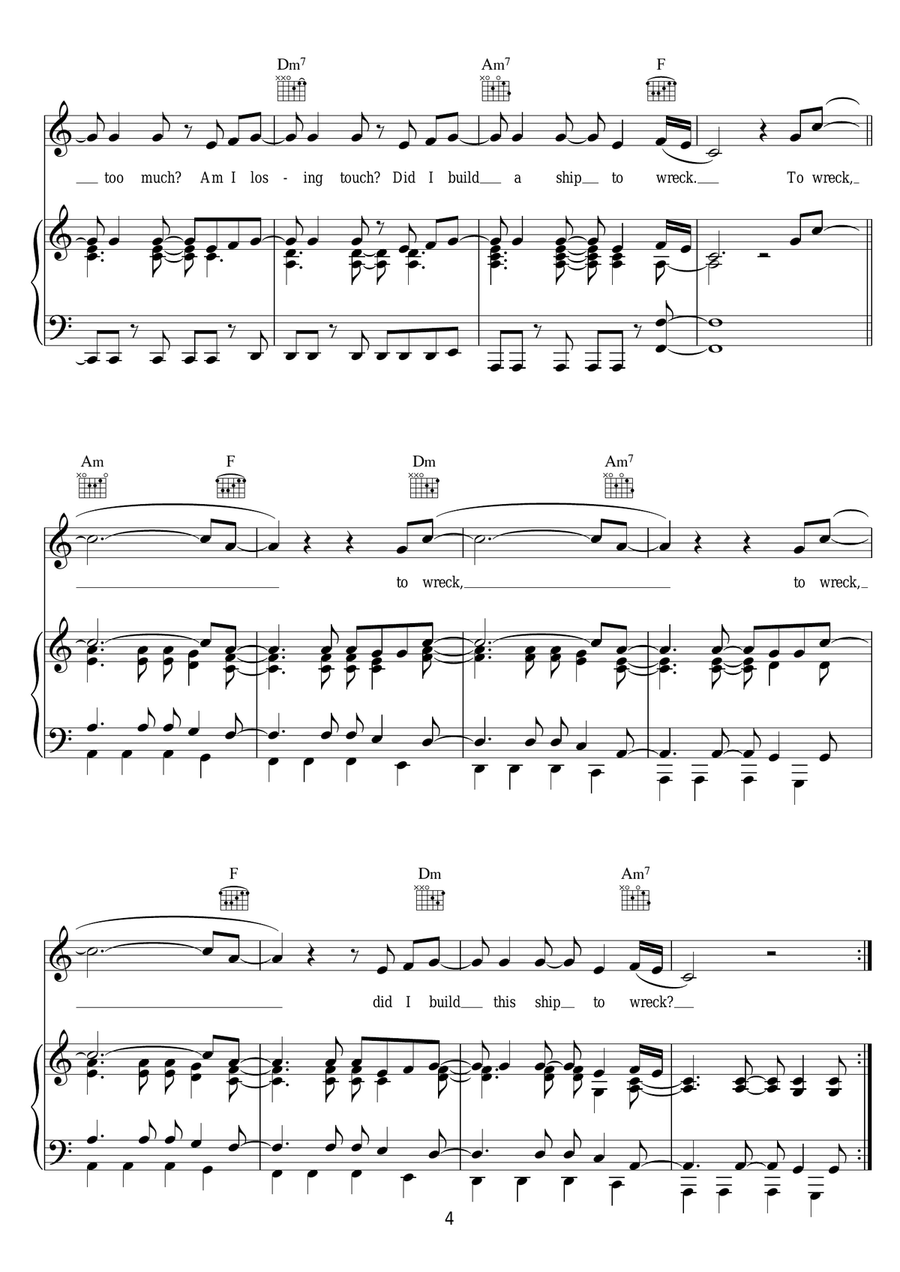 Ship To Wreck Ship To Wreck Piano, Vocal, Guitar scores gallery preview page 4