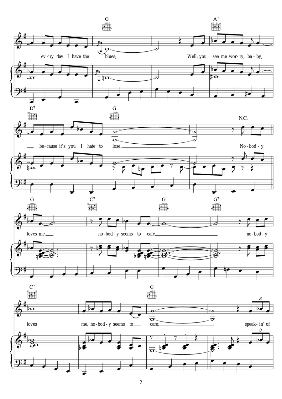 Every Day I Have The Blues Piano, Vocal, Guitar scores gallery preview page 2
