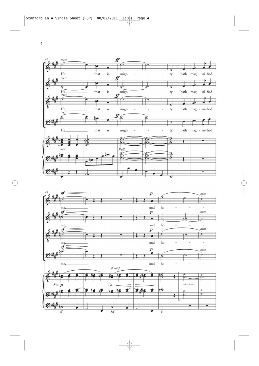 Magnificat And Nunc Dimittis In A Piano, Vocal, Guitar scores gallery preview page 4