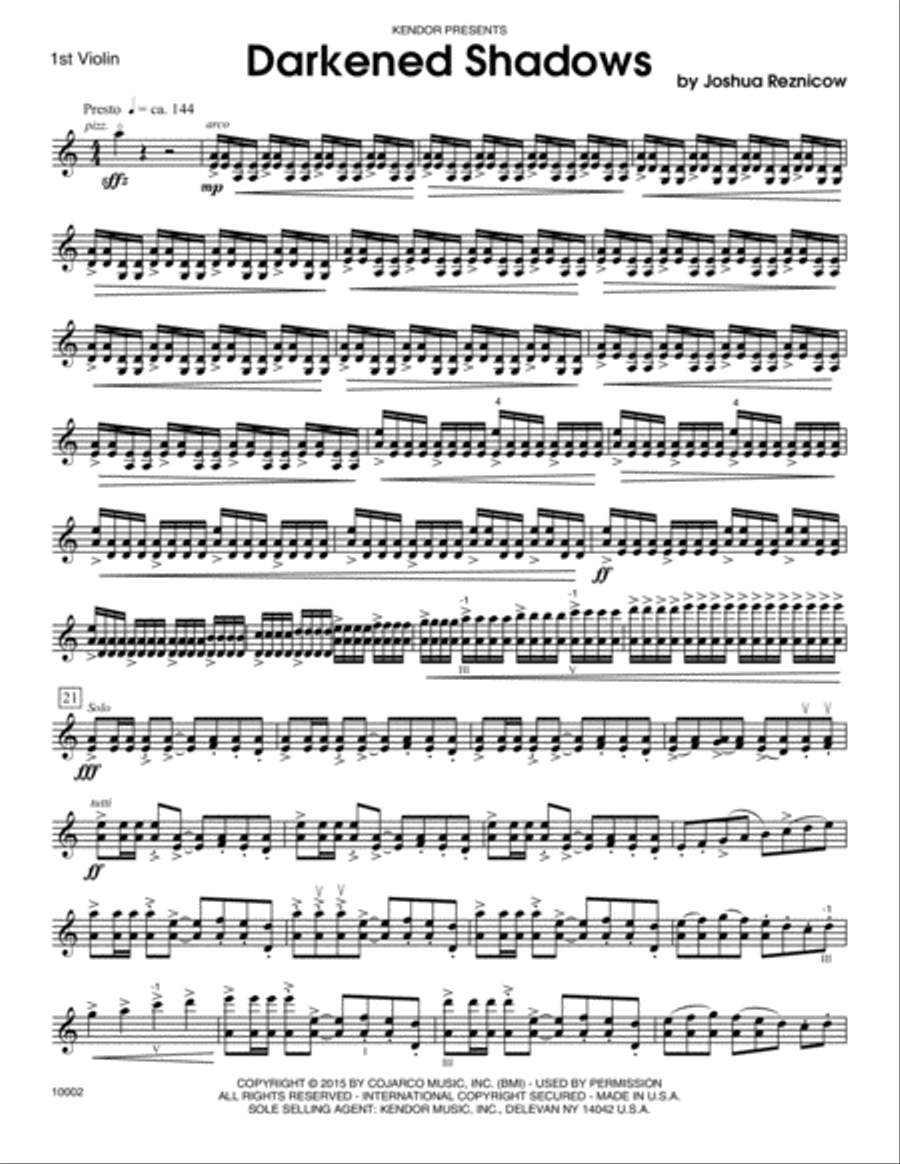 Darkened Shadows - 1st Violin Violin scores gallery preview page 1