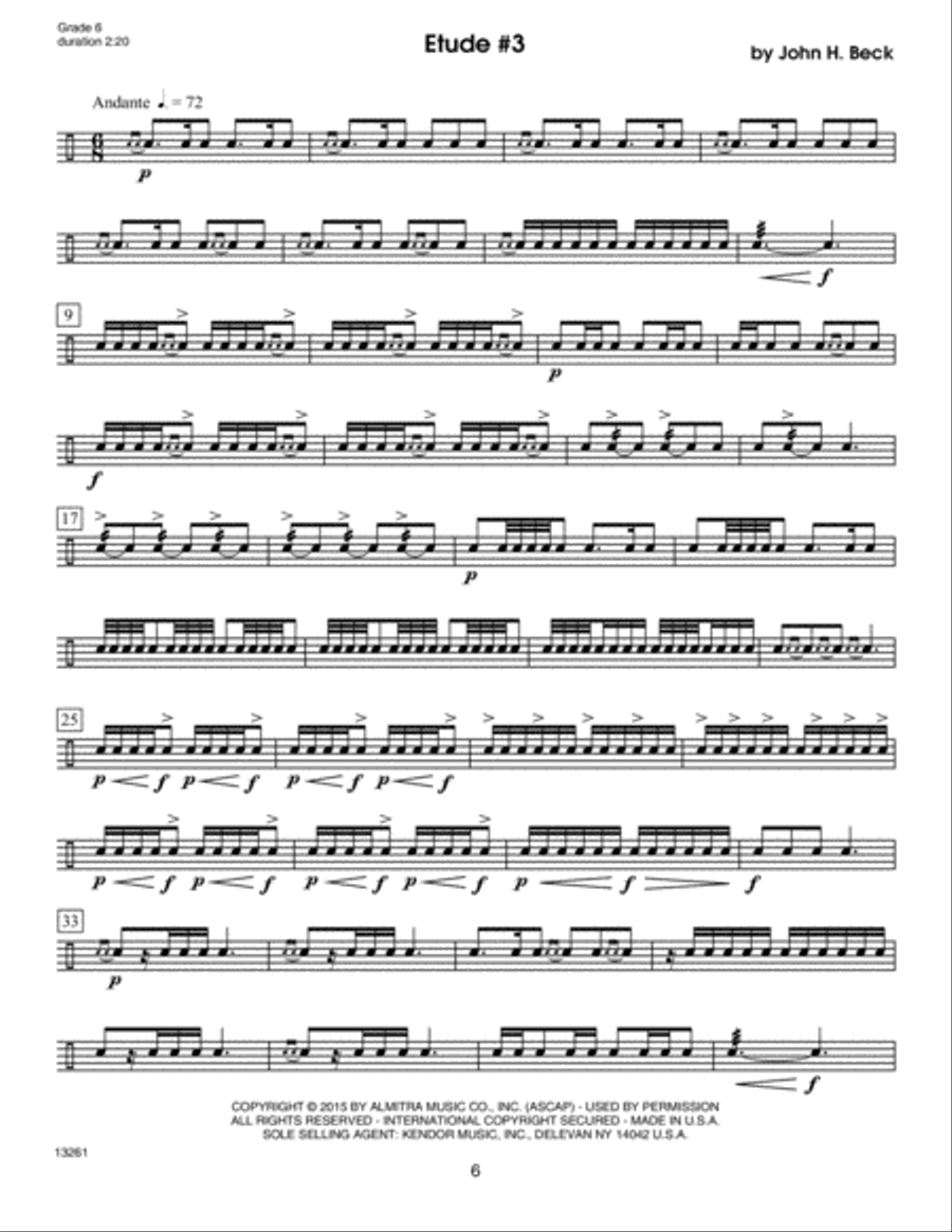 Classical Snare Drum Solos (8 Etudes For The Advanced Player) Percussion scores gallery preview page 6