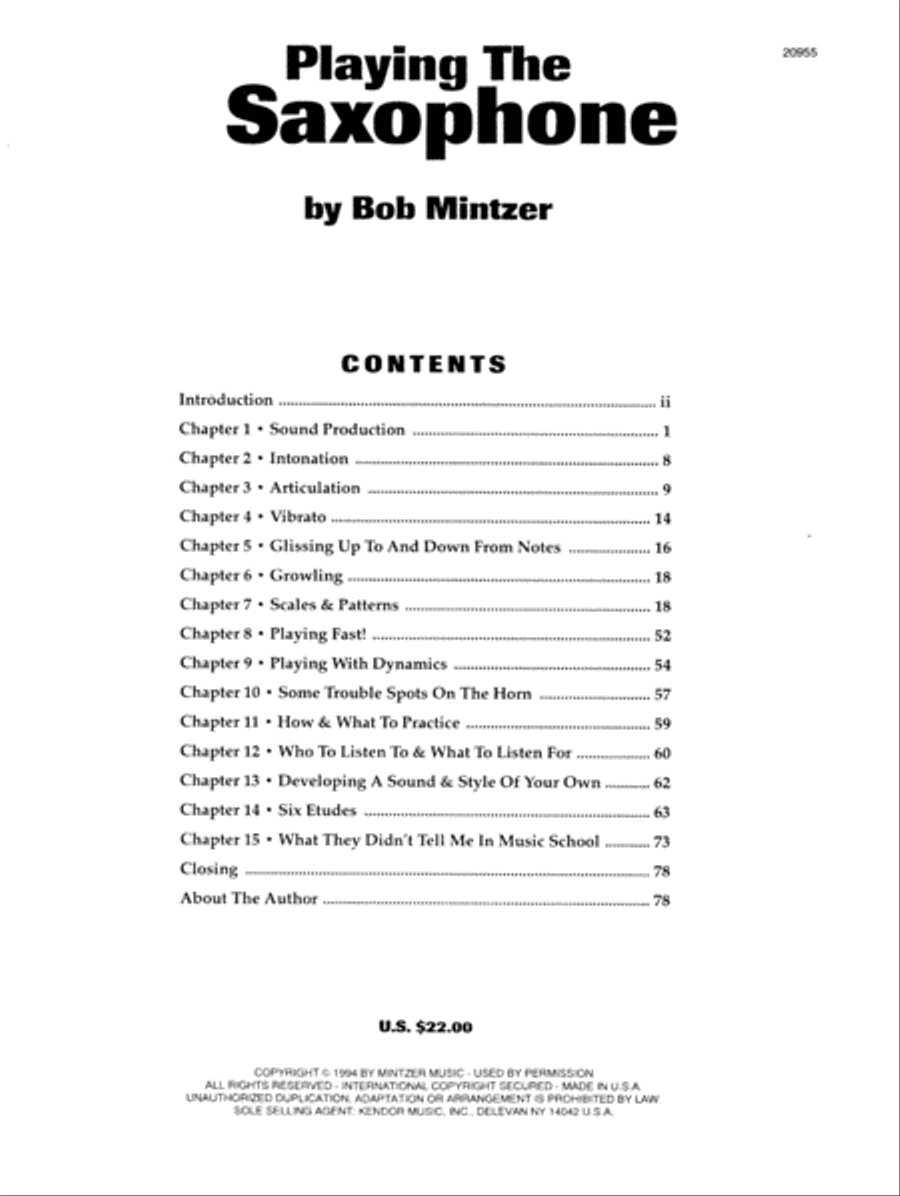 Playing The Saxophone Saxophone scores gallery preview page 1