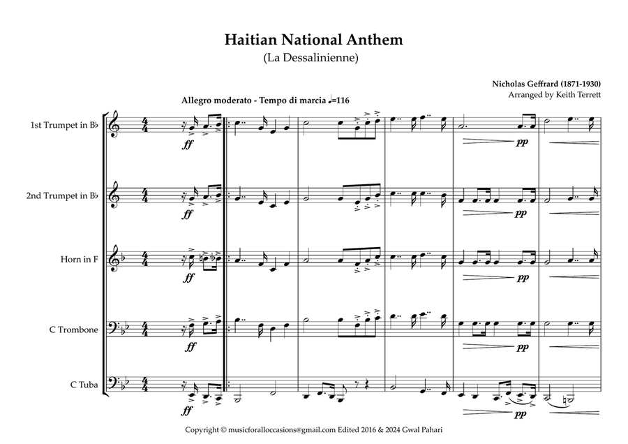 Haitian (La Dessalinienne) National Anthem for Brass Quintet MFAO World National Anthem Series Brass Quintet scores gallery preview page 2