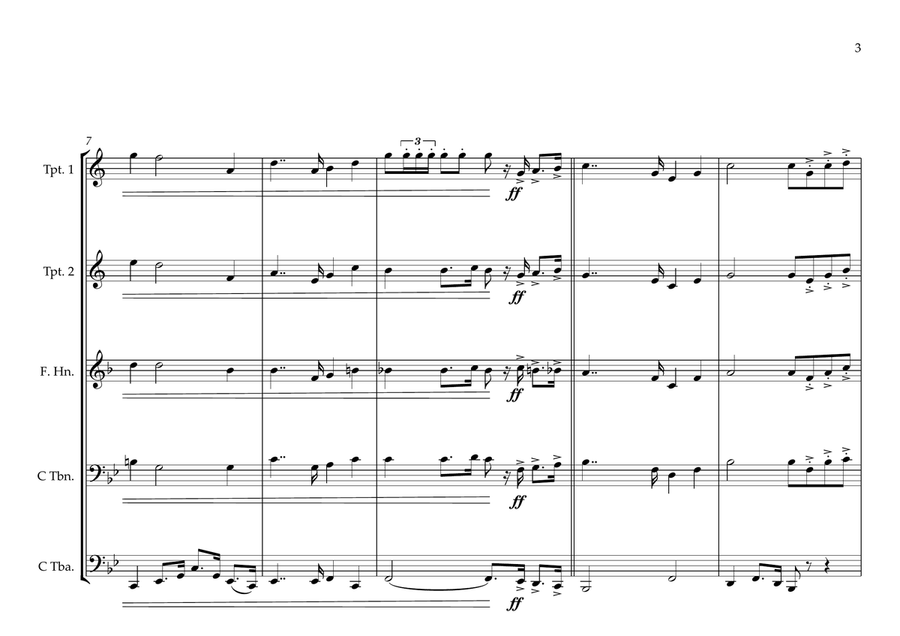 Haitian (La Dessalinienne) National Anthem for Brass Quintet MFAO World National Anthem Series Brass Quintet scores gallery preview page 3