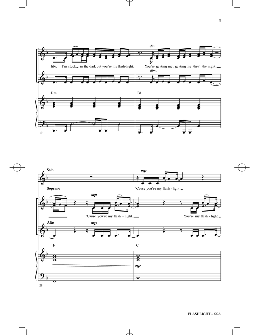 Flashlight (arr. Mac Huff) SSA scores gallery preview page 4