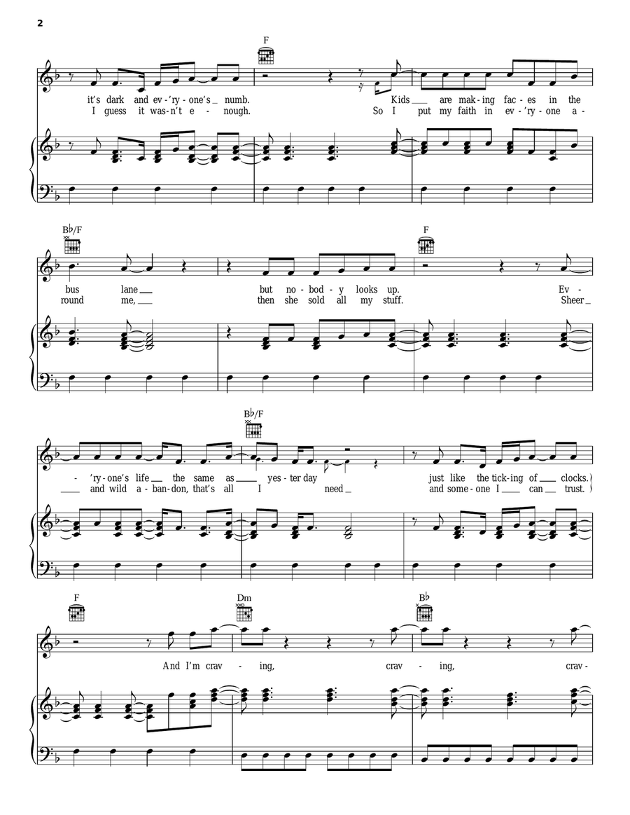 Craving Craving Piano, Vocal, Guitar scores gallery preview page 2