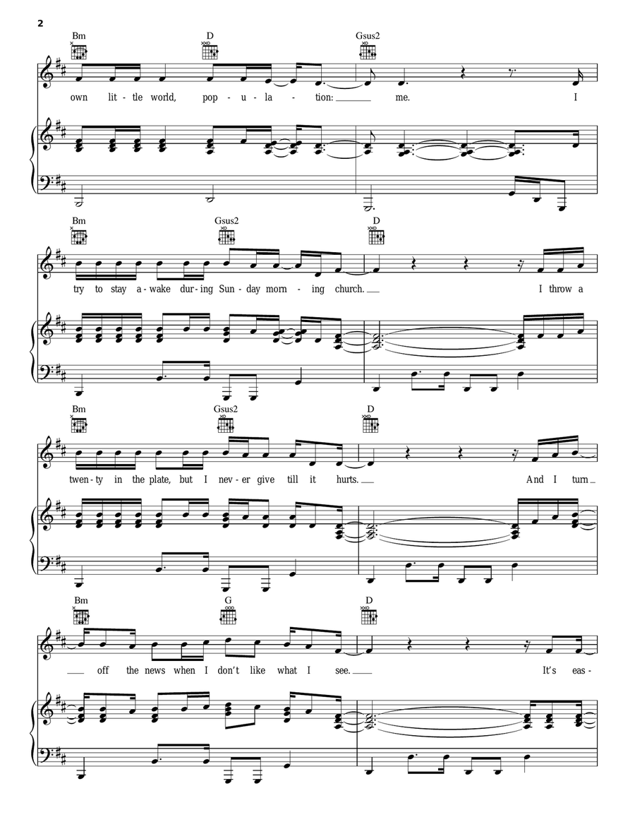 My Own Little World Piano, Vocal, Guitar scores gallery preview page 2