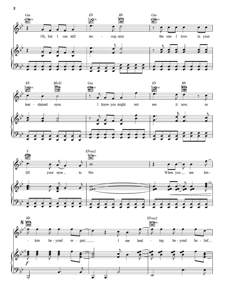 Mended Mended Piano, Vocal, Guitar scores gallery preview page 2