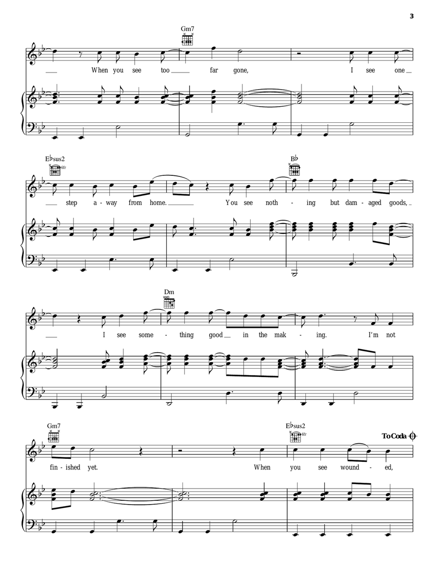 Mended Mended Piano, Vocal, Guitar scores gallery preview page 3