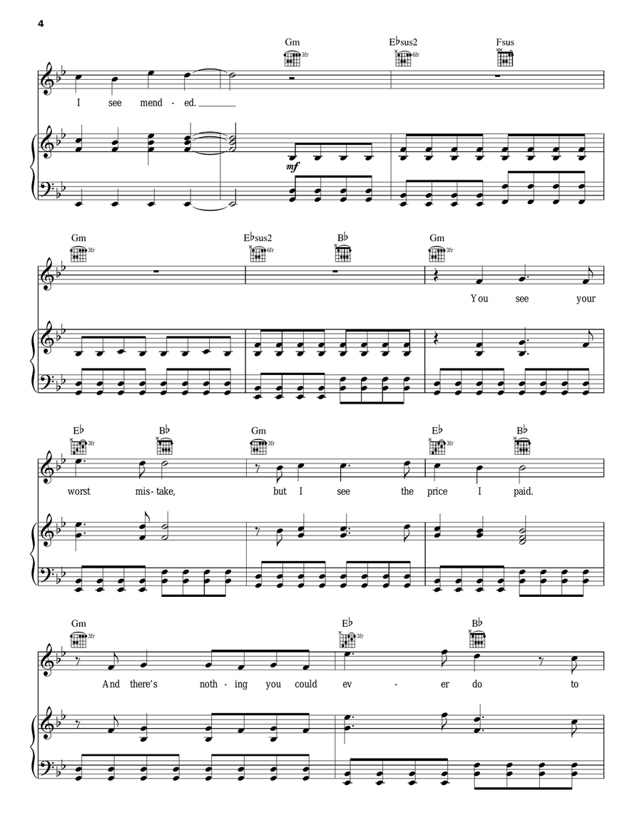 Mended Mended Piano, Vocal, Guitar scores gallery preview page 4