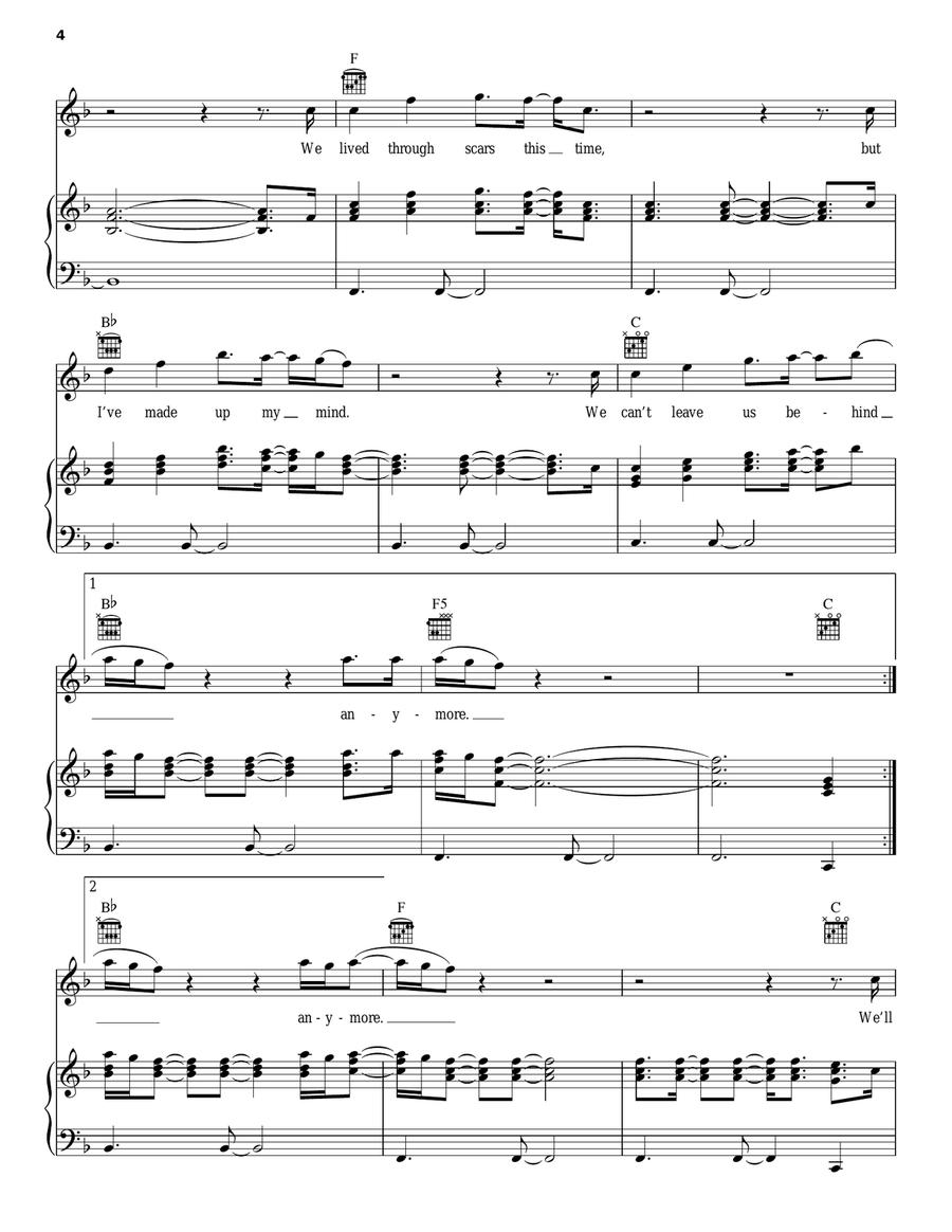 Scars Scars Piano, Vocal, Guitar scores gallery preview page 4
