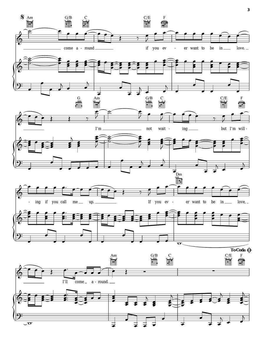 If You Ever Want To Be In Love Piano, Vocal, Guitar scores gallery preview page 3