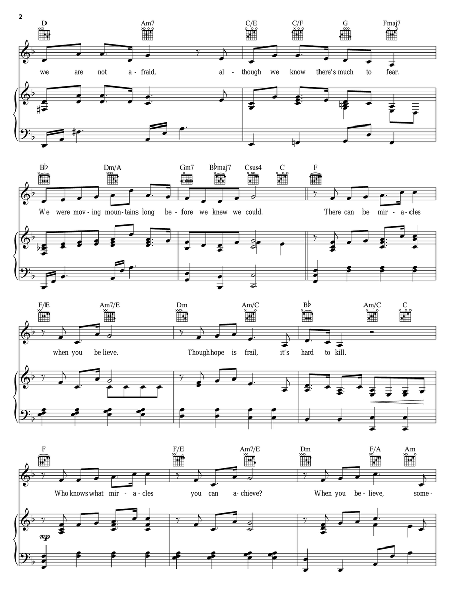 When You Believe [Solo version] (from The Prince Of Egypt) Piano, Vocal, Guitar scores gallery preview page 2