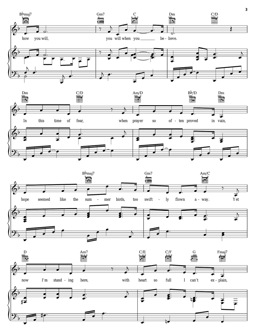 When You Believe [Solo version] (from The Prince Of Egypt) Piano, Vocal, Guitar scores gallery preview page 3