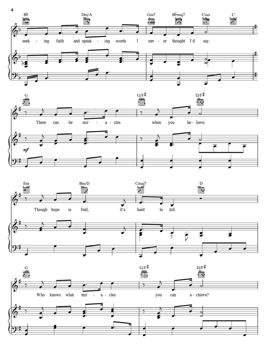 When You Believe [Solo version] (from The Prince Of Egypt) Piano, Vocal, Guitar scores gallery preview page 4